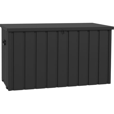 Boîte de rangement jardin 450L 2 roues châssis acier gris foncé 125x61x70 cm