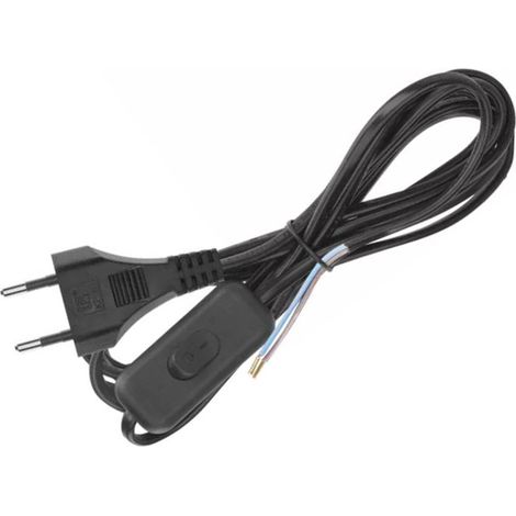 Cable de alimentación de 2 m, 2 x 0,75 mm, con interruptor, color negro.