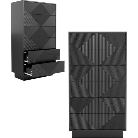 Cómoda, con cajones, 60 x 33,5 x 111 cm, negro (1/5)
