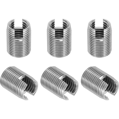 Insert Fileté Auto-Taraudeurs, 6 Pcs M14 x M18 x 24mm Acier Inoxydable 303 Filetage Adaptateur Réducteur Vis à Fente Inserts de Réparation Écrous Manchon (1/5)