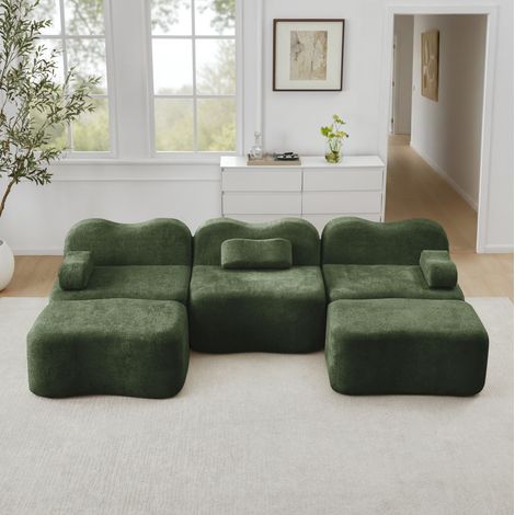 sofá modular salón de terciopelo verde OKMYHOME (1/5)
