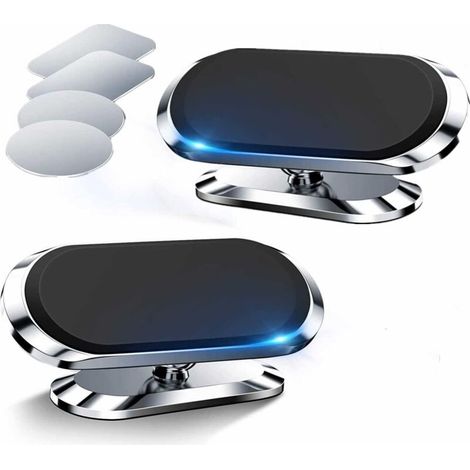 Set mit 2 magnetischen Autohandyhalterungen, 360° drehbar, geeignet für Armaturenbrettbildschirme, silberfarben (1/5)