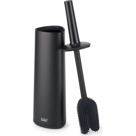 Brosse de salle de bain avancée Joseph Joseph Flex 360 avec finition noire mate, tête flexible de triple action, poils durables, support élégant. (1/5)