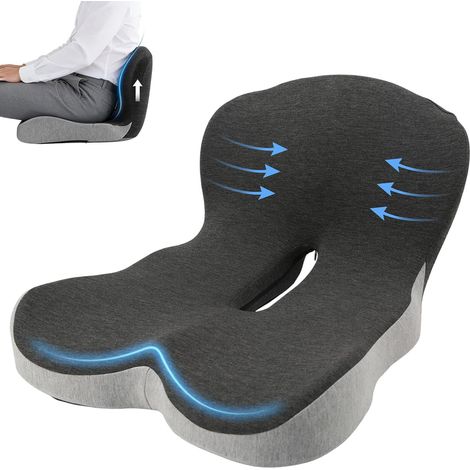 Memory Foam Chair Cushion, Office Chair Cushion Ergonomic L-Shaped Seat Cushions with Lumbar Support for Office, Car, Gaming Chairs (1/5)