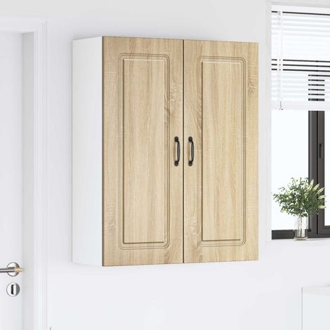 Meuble de cuisine mural 2 portes en bois d’ingénierie chêne Sonoma 80 x 31 x 100 cm - PANGIVO (1/5)