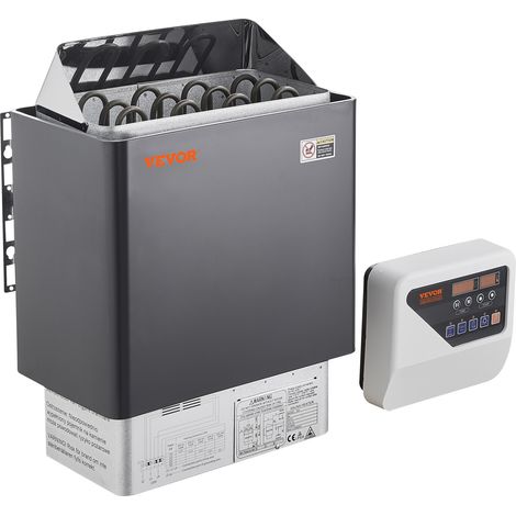 VEVOR Stufa per Sauna Stufa Elettrica per Sauna 6 kW, Riscaldatore Portatile per Sauna Interno/Esterno 400 V 3 N con Timer da 3 Ore con Regolatore Digitale Uso Domestico 5-9 m³ Spa Commerciale Hotel