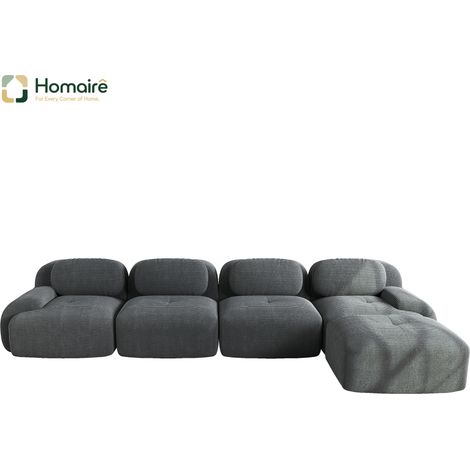 Canapé modulable en velours côtelé gris avec accoudoirs 388 x 178 x 75 cm HOMAIRE (1/4)