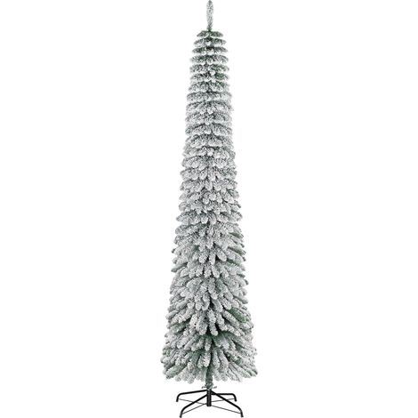 Sapin de Noël fin enneigé 240 cm avec 603 branches - support métallique pliable pour salon (1/5)