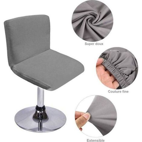 Lot de 4 Housse de Chaise élastique, housse de chaise de bar gris Couverture Protecteur de Chaise Salle a Manger Universel Amovible Lavable Moderne Durable