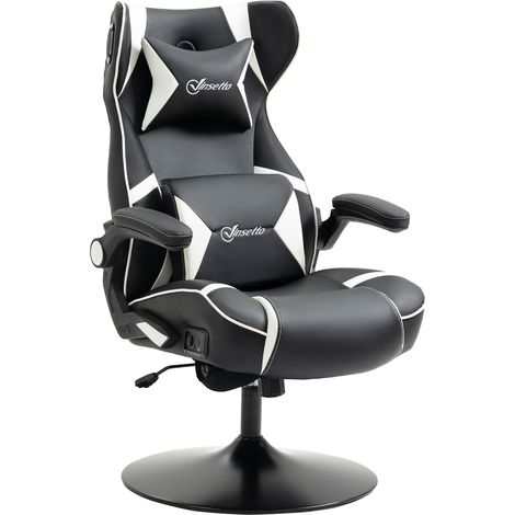 Fauteuil de jeu , fauteuil de jeu, haut-parleurs intégrés, dossier inclinable, noir et blanc, 69 x 73 x 118 cm