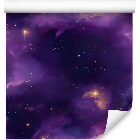 Aquarell-Galaxy-Tapete in Indigo, Lila, Marineblau und Pflaume, 50 x 1000 cm (1/5)