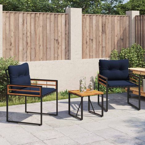 Gartenmöbel Set mit Kissen 3 pcs Marineblau (1/5)
