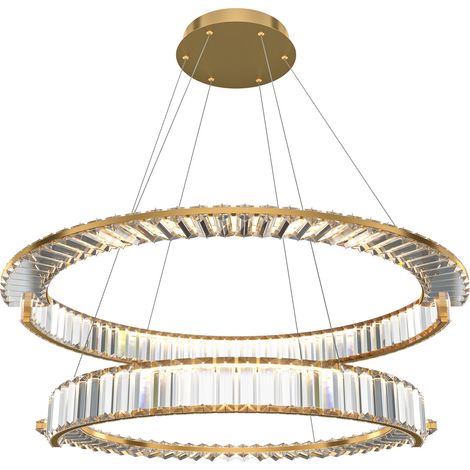 Lampadario A Sospensione Moderno Krone Metallo Oro 2 Luci Led 90W (1/2)