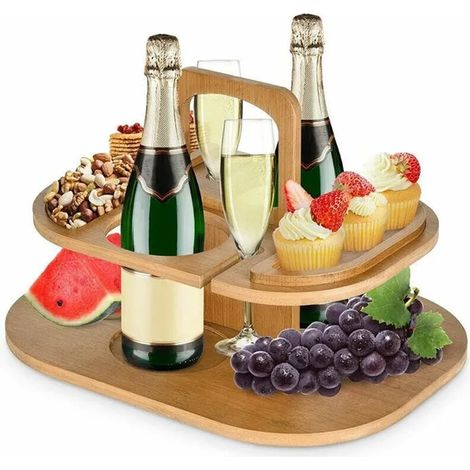 Table de pique-nique extérieure en bois, table basse portable avec porte-gobelet et séparateurs, disponible en plusieurs couleurs, grande taille. (1/5)