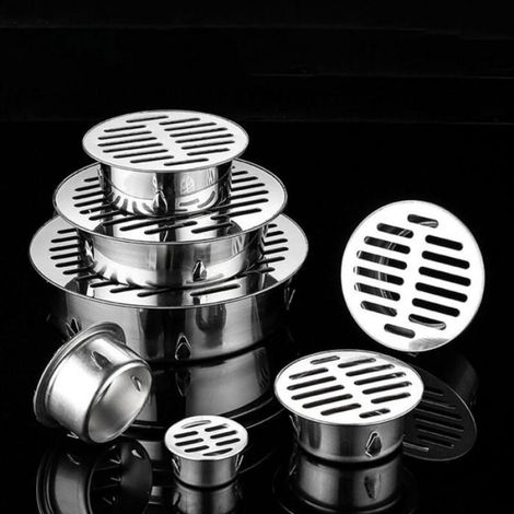 1 Siphon de sol,Acier inoxydable,90 mm,Anti-blocage,Drainage efficace,Jardin et terrasse (1/4)