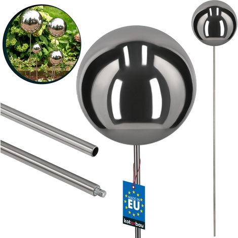 Dekorative Gartenkugel auf einer Spitze, Stahl-Spiegel-Effekt, 120 cm