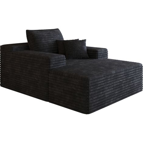 Lounge Sofa 115 x 159 cm, Breite Sitzfläche, Bequeme Rückenlehne, Cordstoff, Schwarz (1/5)