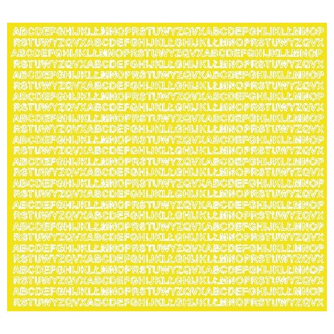 Adesivi autoadesivi con lettere, spessore 5 mm, effetto lamina, colore giallo opaco.