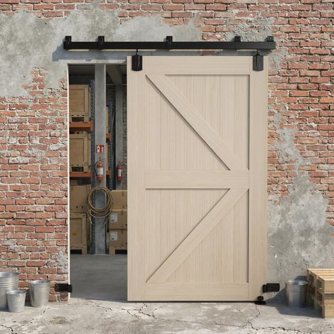 Kit di ferramenta per porte scorrevoli ad alta resistenza, 183 cm, colore nero, per porte singole.
