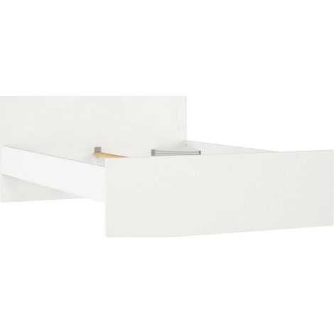 Dmora - Letto piazza e mezza Gustava, Sommier per camera da letto, Giroletto per stanza, Struttura porta materasso, 197x146 h80 cm, Bianco