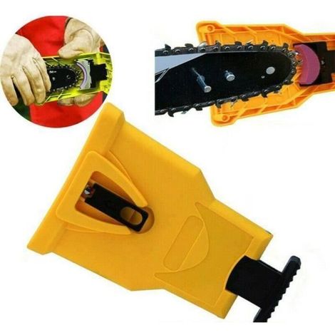 Affûteuse de dents pour tronçonneuse - PowerSharp - Manuel - Jaune - Affûtage rapide - Portable (1/3)