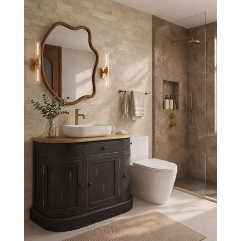 Reno Black - Meuble de salle de bain en bois massif de Sungkai noir (1/5)