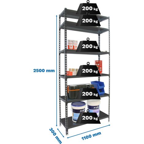 Simonrack Metallregal Anthrazit 6 Ebenen