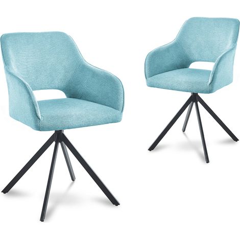 Lot de 2 chaises pivotantes design en velours vert d'eau CIEL (1/5)