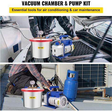 Pompe à vide 113 L/min chambre à vide 7,5 L dégazage époxy silicone avec pompe à vide à un étage 4 CFM 1/3 HP ensemble d'outils à a… (1/5)