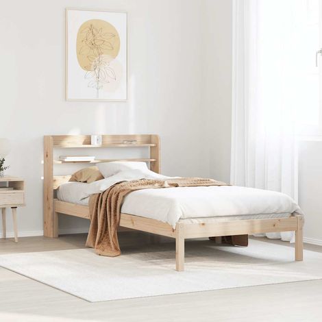 Cadre de lit sans matelas 75x190 cm bois de pin massif (1/5)