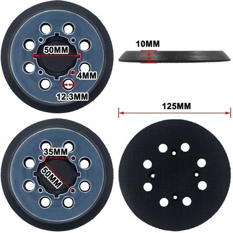 Platorello di ricambio per levigatrice orbitale DeWalt DCW210N DWE6423 - Platorello da 125 mm con fissaggio a strappo, 8 fori, blu (1 pz) (1/4)