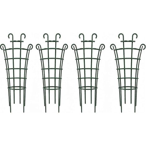 Treillis pour plantes en pot/grimpantes intérieur/extérieur, support jardin empilable en plastique pour fleurs, 4 pièces vert (1/5)