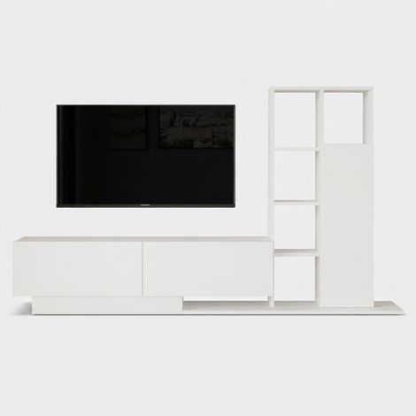 Parete attrezzata porta TV con libreria Yarok - Bianco (1/4)