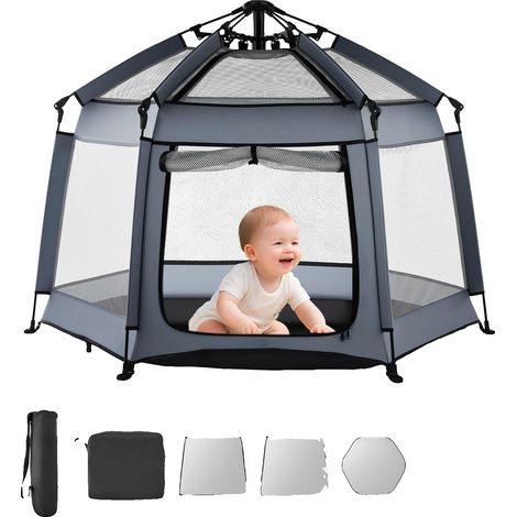 Parque infantil plegable VEVOR con toldo, área de juego portátil, parasol UPF 50+, plegable, ligero, 1500-2500 pulgadas cuadradas (1/2)