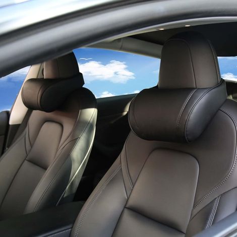 Coussins D'appui-tête de Voiture, Oreiller Cervical pour Siège Auto, Souple Coussin de Nuque Support Appui-tête en Mousse à Mémoire de Forme Coussin Conducteur, 2 Pièces, Noir (1/5)