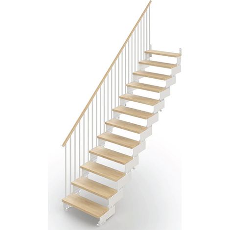 Scala dritta 12 gradini - Larghezza 85cm -  Legno e bianco - COMPO85V/SBMNAT-12