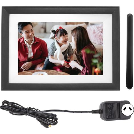 Cadre photo numérique en bois 10,1 pouces avec écran tactile, album électronique WiFi, haut-parleur intégré, pour maison, prise AU 100-240V (1/5)