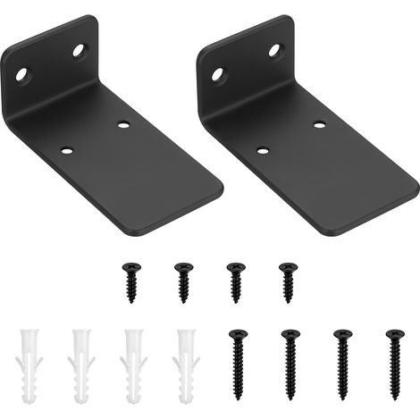 2 Pièces Equerre Etagere Murale, 90mm Support Etagere Murale , Supports d'étagères Flottants a L, Equerre Metal Noir, Support étagère Murale Fixation Etagere Invisible pour Étagères (1/5)