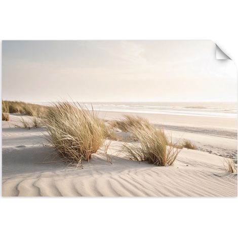 Selbstklebendes Poster – Wandsticker Strand Meer Dünen Natur Pflanzen 60x40 cm