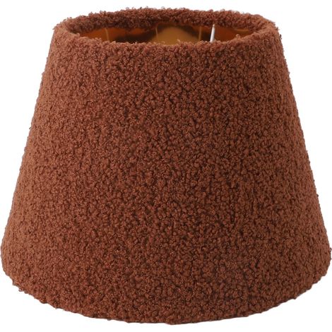 Ortviai Abat-jour en tissu peluche café, forme conique, compatible E14/E27, 16 x 25 x 18 cm (1/5)