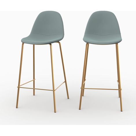 Lot de 2 chaises pour îlot central 65 cm en cuir synthétique vert - Henrik