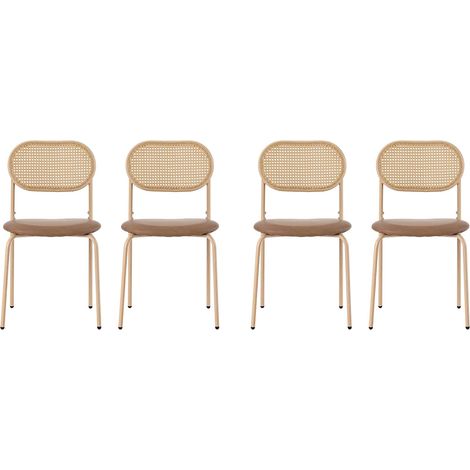 Ensemble de 4 chaises de salle à manger, chaises de détente modernes et épurées avec quatre pieds en métal, chaises de salon et de chambre, marron