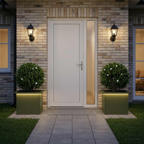 vidaXL Jardinera para jardín con luces LED 2 uds. Verde oliva (1/5)