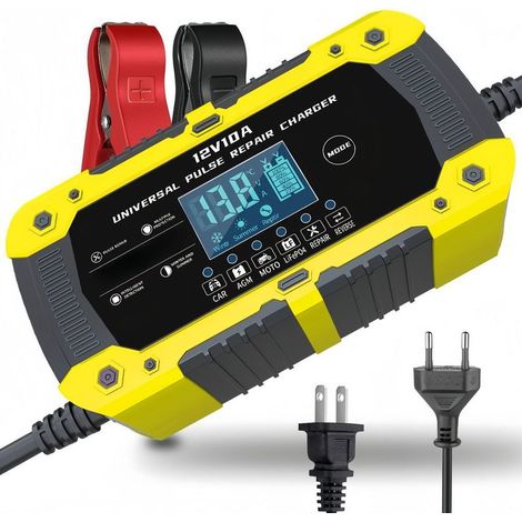 Chargeur à impulsions 12 V 15 A / 24 V 8 A, chargeur de batterie lithium-fer-phosphate 14,6 V 15 A pour motos et voitures, compatible avec batteries au plomb-acide (1/5)