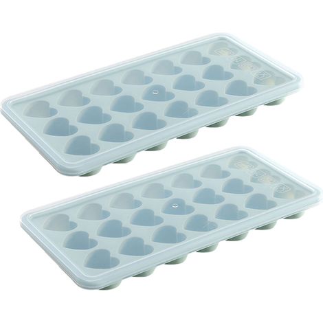 Moule À Glaçons Forme De Cœur - En Plastique Souple - Pour Congélateur Réfrigérateur Lave-Vaisselle - 28 x 14 cm - 2 Pièces (1/5)