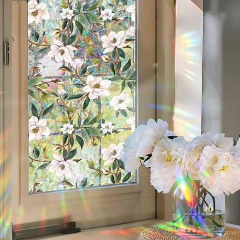 Lntyq – Film occultant pour fenêtre – Autocollant opaque décoratif – Bloque 96% des UV – Réutilisable et facile à appliquer – Pour salle de bains et salon