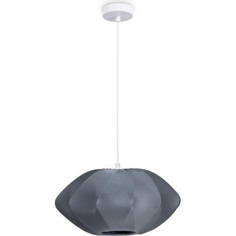 Paco Home Hängelampe Pendellampe Wohnzimmer Schlafzimmer Esszimmer Modern Nylon E27 Grau, Pendelleuchte - Typ 2