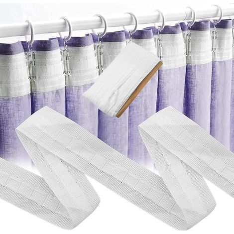 2 rollos de cinta plisada para cortinas en relieve, 2,5 cm x 28 m, para ventanas, puertas y accesorios de ducha (1/5)