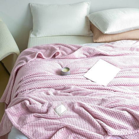 Cooling Blanket Milk Fleece Lattice Jacquard Blanket Summer Cold Single Nap Blanket for Sofa Bed Office Bean Paste Color 180x200cm