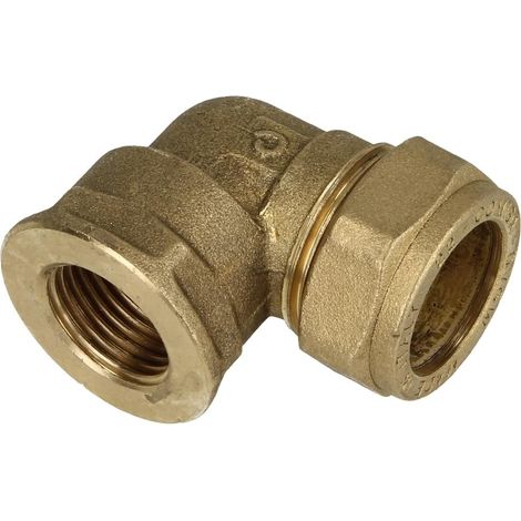 Raccord bicône en laiton, coude / FF pour tuyaux 15 mm Diam x 1/2''